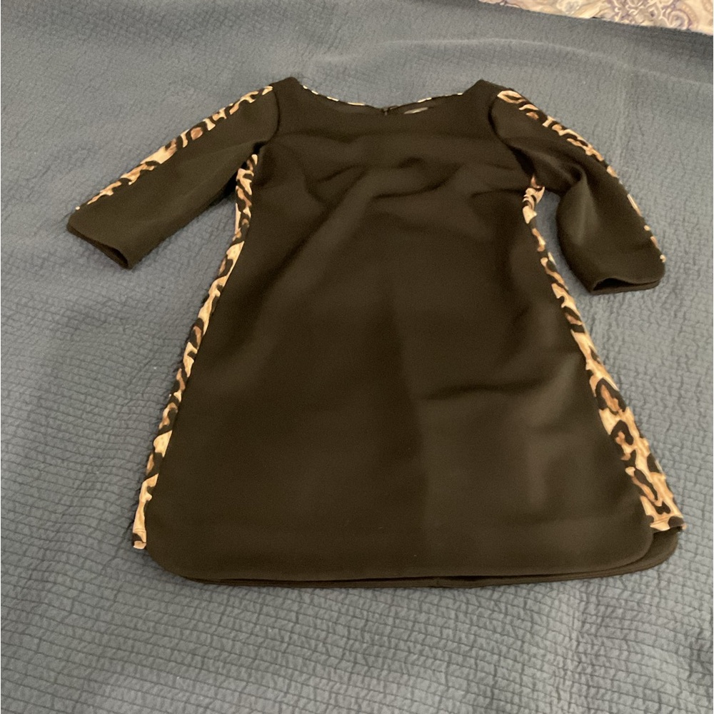 Black with leopard trim dress